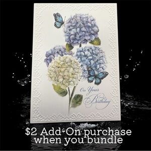 $2 🆕Charming Birthday Card with Blue and Cream Hydrangeas
